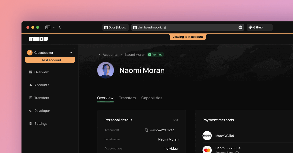 Test mode | Moov Documentation