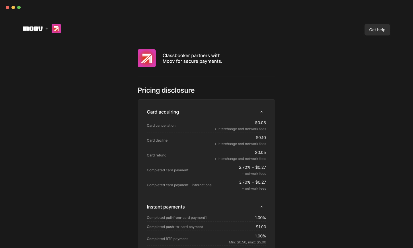 Pricing disclosure