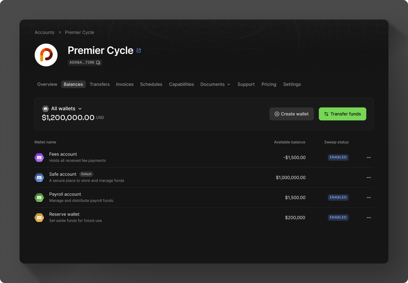 Balances in the Dashboard