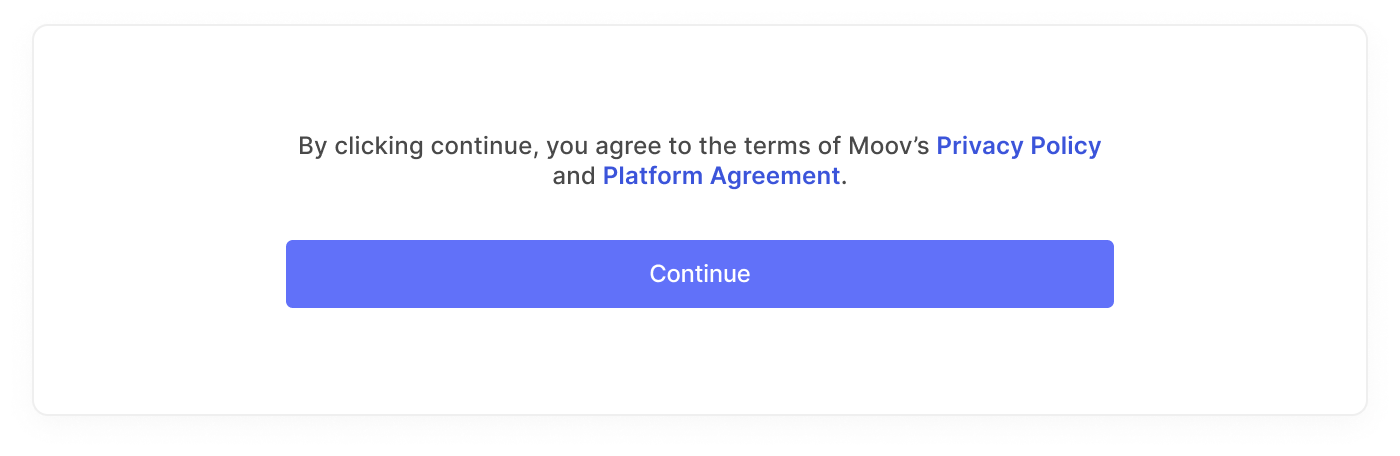 Set up terms of service Moov drop