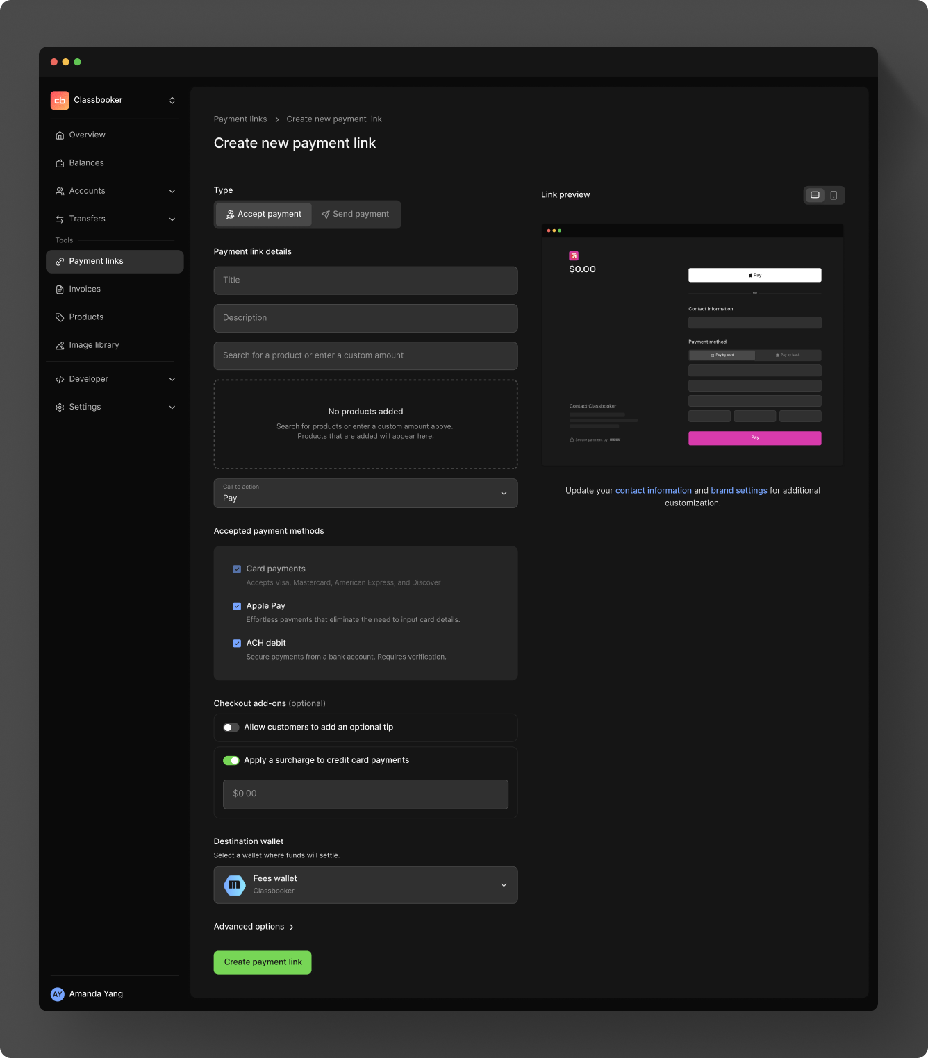 Toggle surcharging on