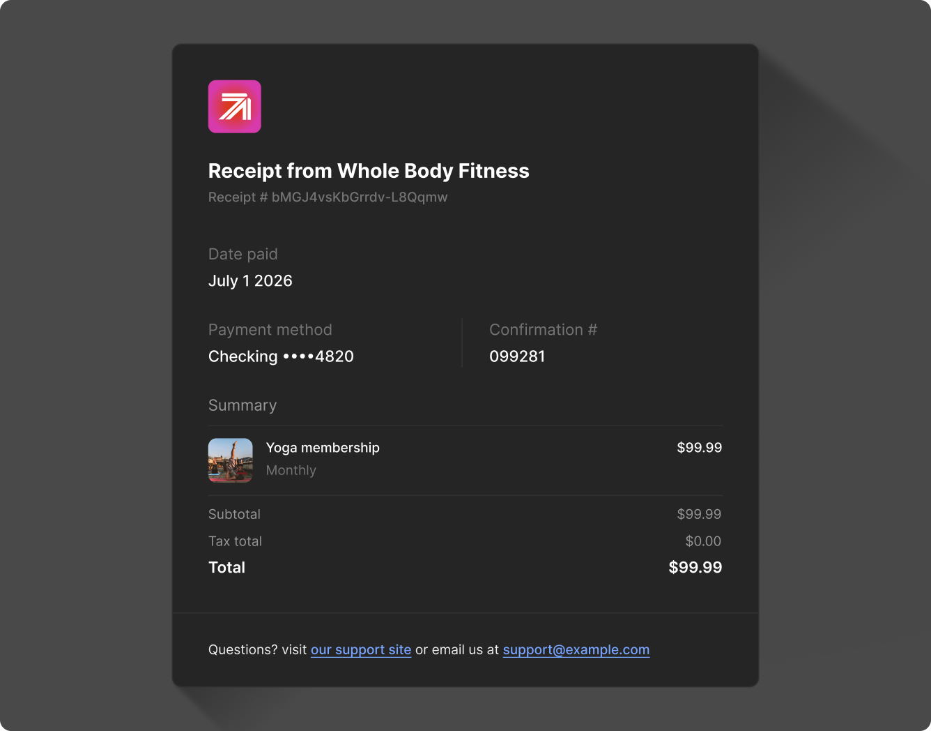 Email receipt